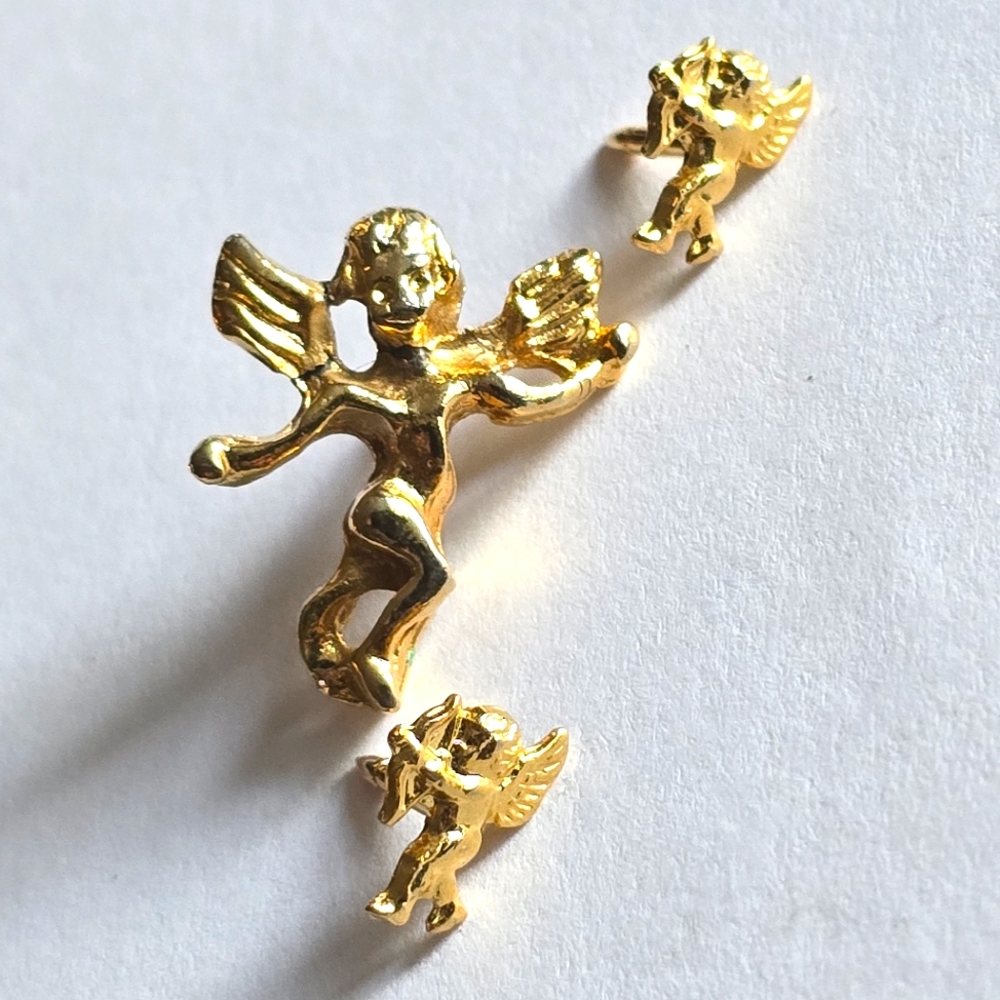 Vintage angels lot of pins brooch gold tone religious angle
